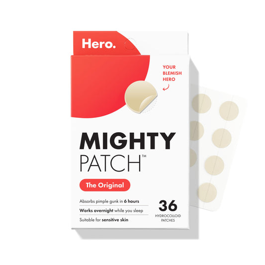 Mighty Patch Original from Hero Cosmetics - Hydrocolloid Acne Pimple Patch for Zits and Blemishes, Spot Treatment Stickers for Face and Skin, Vegan and Cruelty Free (36 Count)