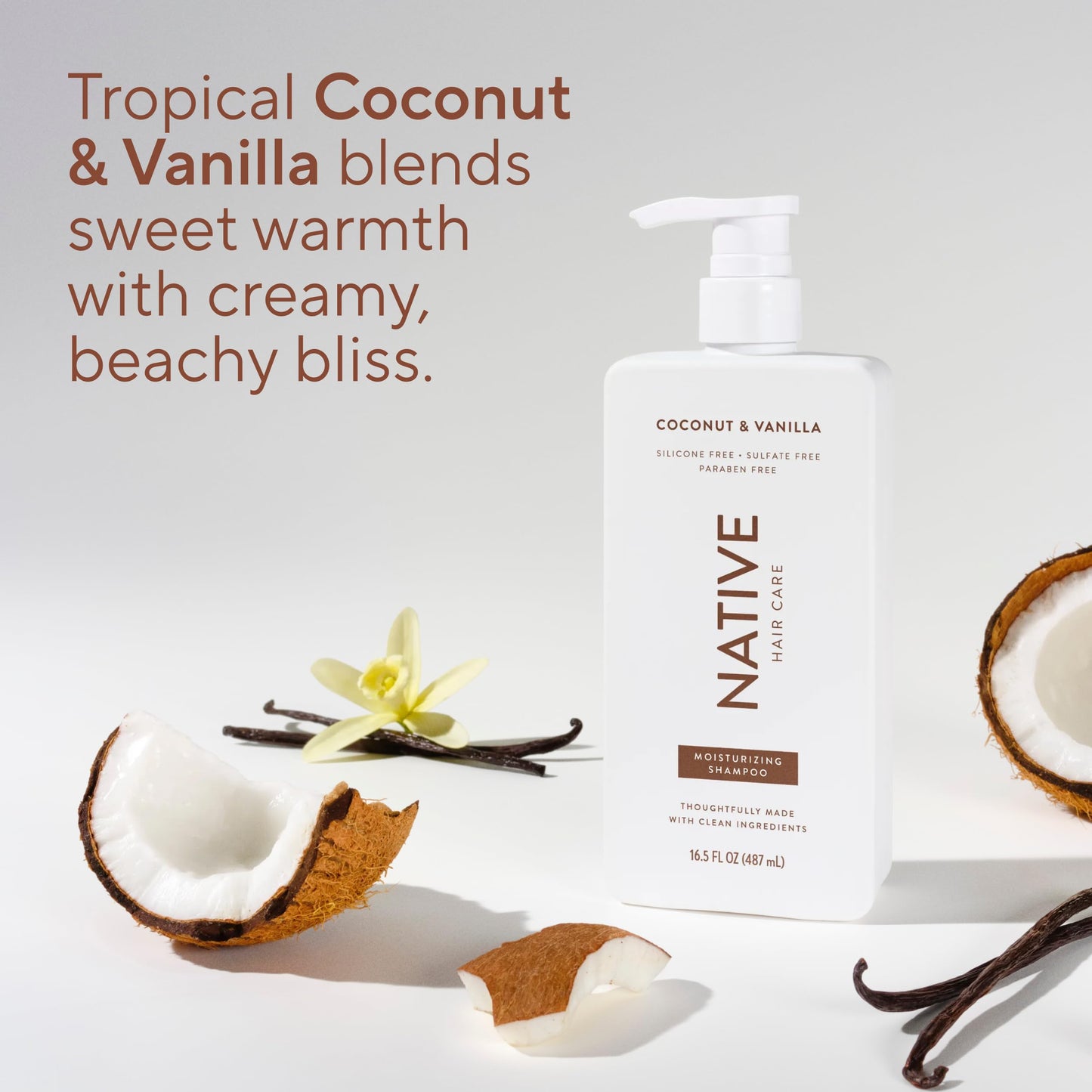 Native Coconut & Vanilla Shampoo and Conditioner Contain Naturally Derived Ingredients | All Hair Types, Color & Treated, Fine to Dry Damaged, Sulfate & Dye Free - 2-Pack