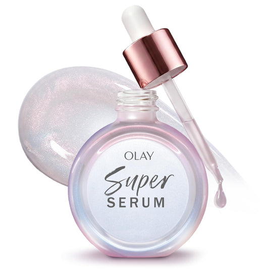Olay Super Serum - Glow Serum for Face - Activated Niacinamide, Vitamin C & E, Collagen Peptide, AHA - 5-in-1 Benefits - Brightens, Hydrates, Smooths, Firms, Evens Tone, Proactive Anti-Aging, 1.0 Oz