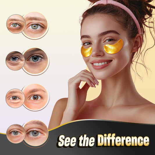 NAZANO 24K Gold Under Eye Patches - 60 Pack for Puffy Eyes, Dark Circles, Bags & Wrinkles with Collagen & Hyaluronic Acid - Eye Care Pads for Daily Skincare (Gold)