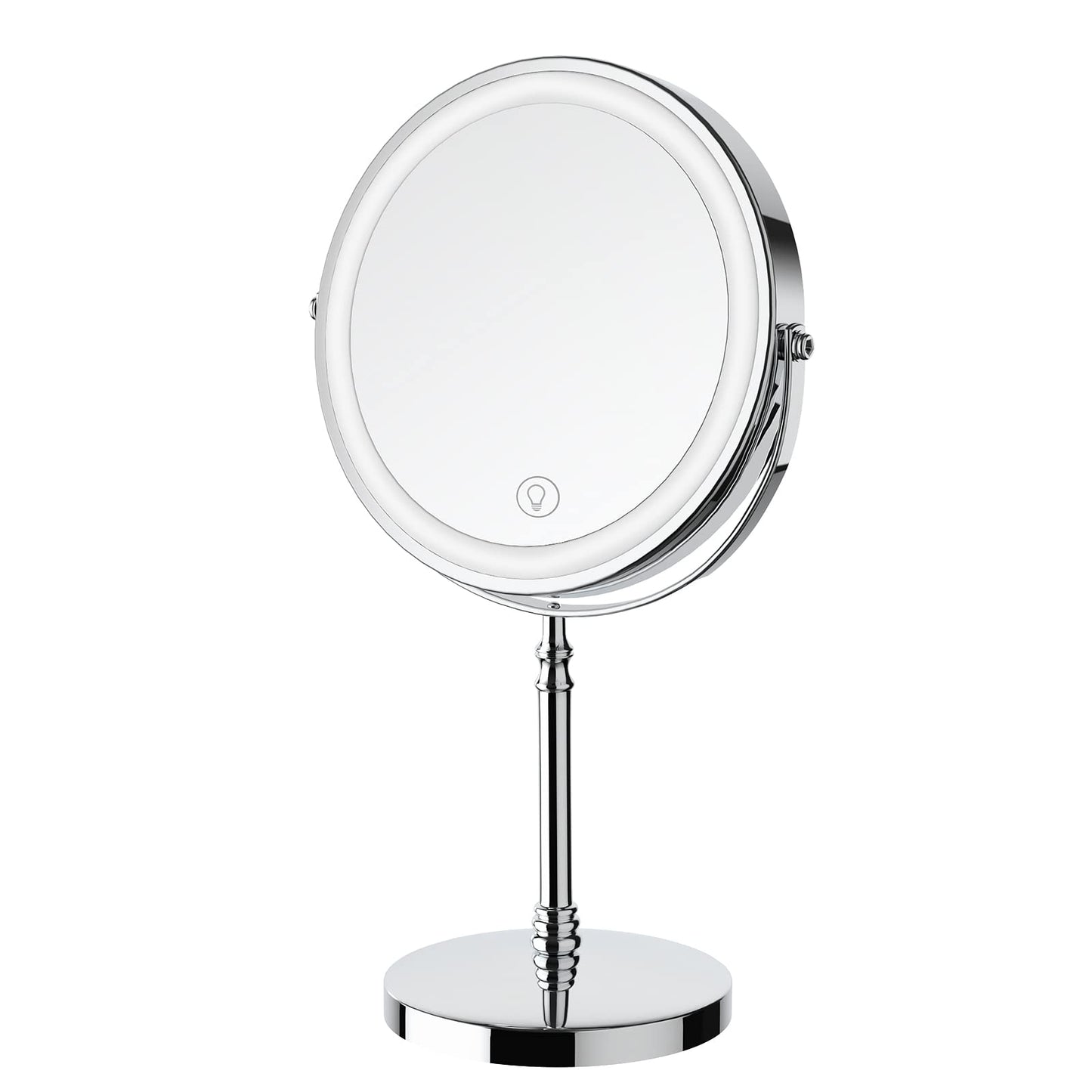 DEIOVWXS Makeup Mirror, Rechargeable Vanity Mirror with 3 Lights, 1X/10X