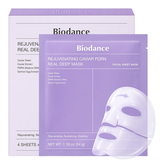 BIODANCE Rejuvenating Caviar PDRN Real Deep Mask, Overnight Hydrogel Face Mask, Skin Firming, Radiance, Enhancing Skin Recovery, Korean Skin Care, Self Care Gifts for Women | 1.19oz(34g) x 4ea