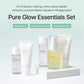 mixsoon Pure Glow Essentials Set - 5-Step Skincare Kit - Travel kit, Travel size kit, Hydrating Skincare Gift Set (15ml*1+20ml*3+30ml*1) Korean Glass Skin Care