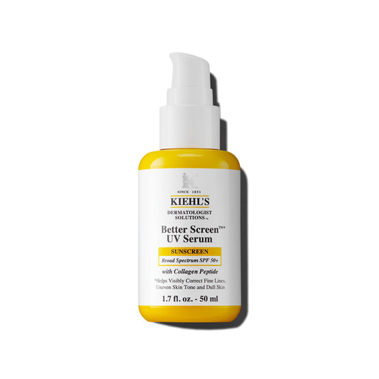 Kiehl's SPF 50+ Sunscreen Serum for Face, Better Screen Facial Sunscreen with Collagen Peptides, No White Cast, For All Skin Types, Shields UVA/UVB, Correcst Signs of Aging - Wrinkles & Smoothness