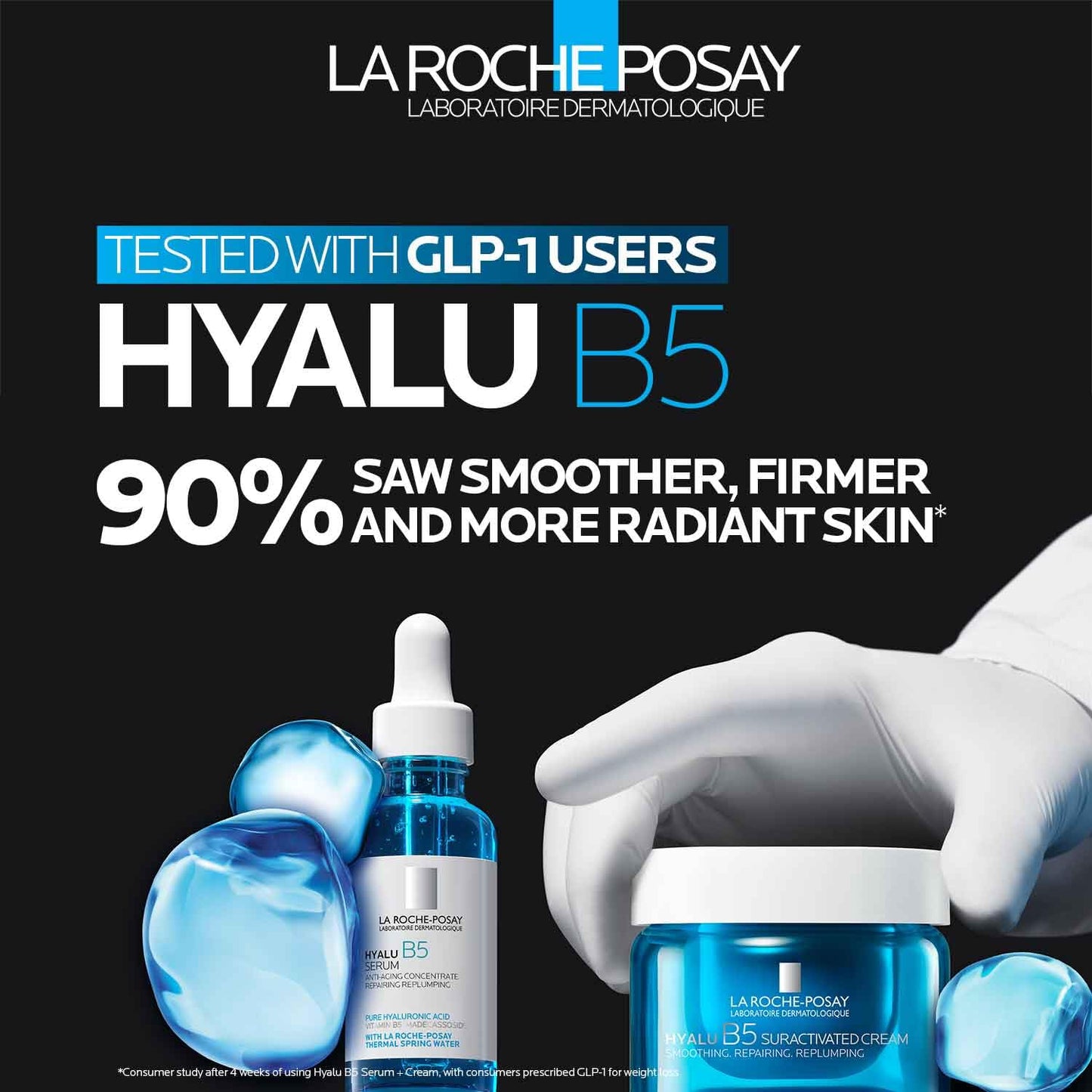 La Roche-Posay Hyalu B5 Suractivated Hyaluronic Acid Serum for Face, Vitamin B5 + Hyaluronic Acid + Glycerin, Hydrating Serum Visibly Plumps Skin, Sensitive Skin Safe, Anti Aging, Oil-Free