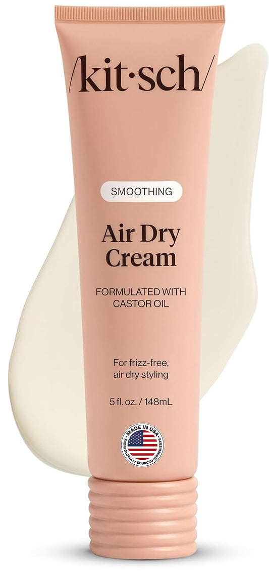 Kitsch Smoothing Air Dry Cream for Hair – Frizz Control Hair Care Product with Castor Oil & Coconut Oil – Weightless Styling Cream - Enhances Natural Texture Appearance | Ideal Gifts for Women – 5 oz