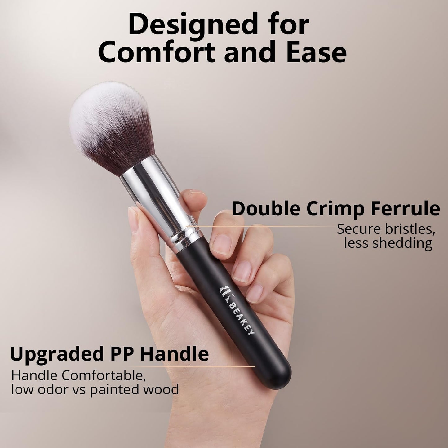 BEAKEY Makeup Brushes Set, Professional Foundation Eyeshadow Concealer Blush Powder Bronzer Applicator, 2 Blender Sponge with Beauty Paper Case