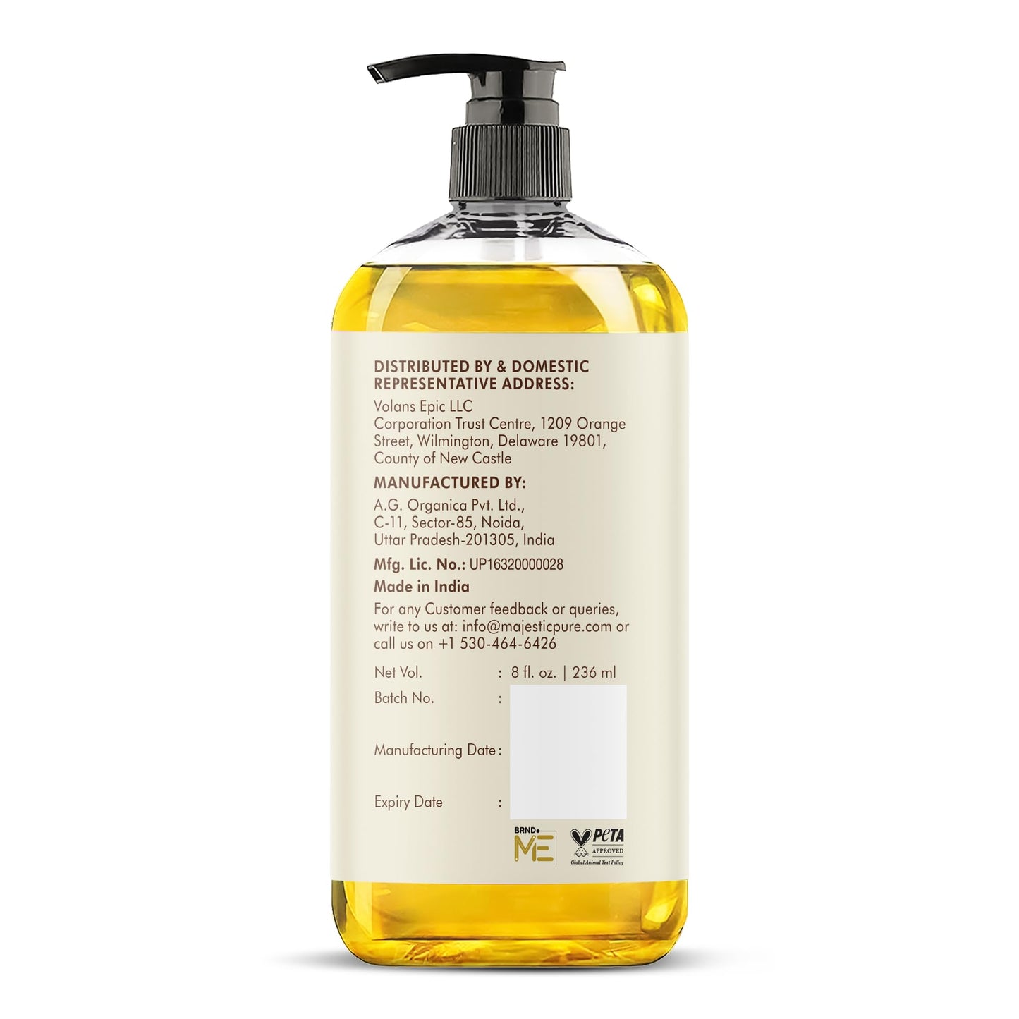 Majestic Pure Coconut Massage Oil 8 fl oz