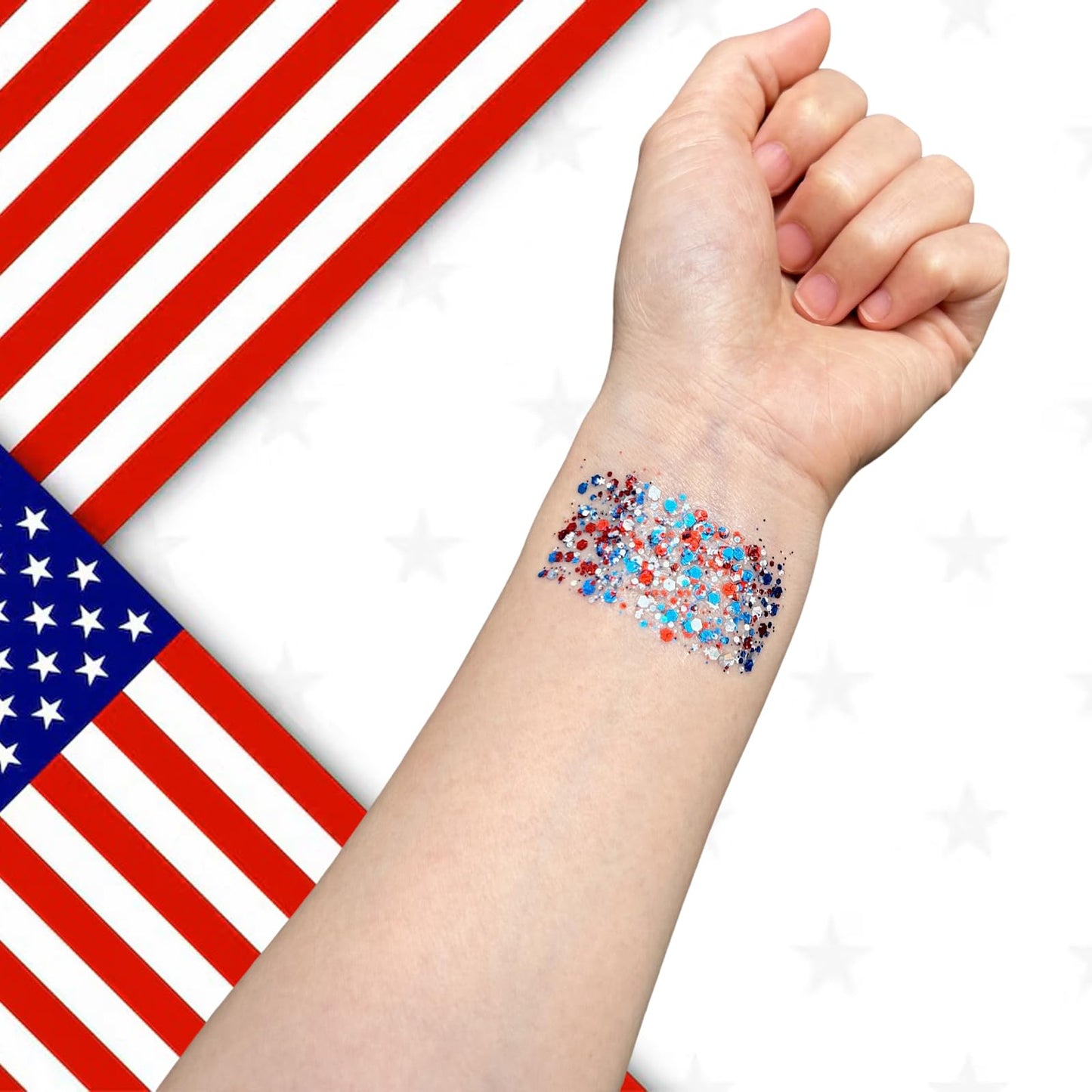 Mysense Patriotic Red White and Blue Body Glitter Stick,4th of July Accessories,Sparkling Face Hair Glitter for 4th of July Outfits Women Kids,American Flag Makeup for Independence Day 250 Anniversary