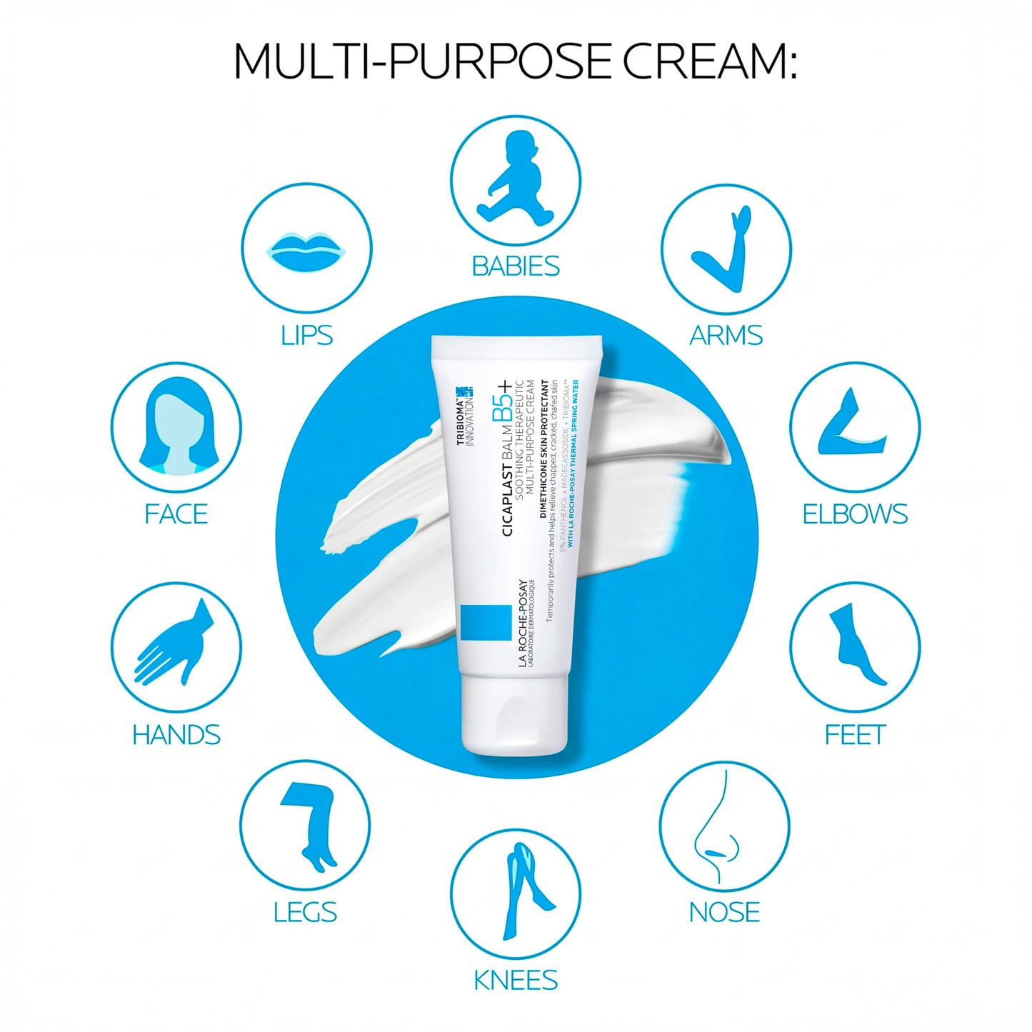 La Roche-Posay Cicaplast Balm B5, Healing Ointment and Soothing Therapeutic Multi Purpose Cream for Dry & Irritated Skin, Body and Hand Balm, Baby Safe, Fragrance Free