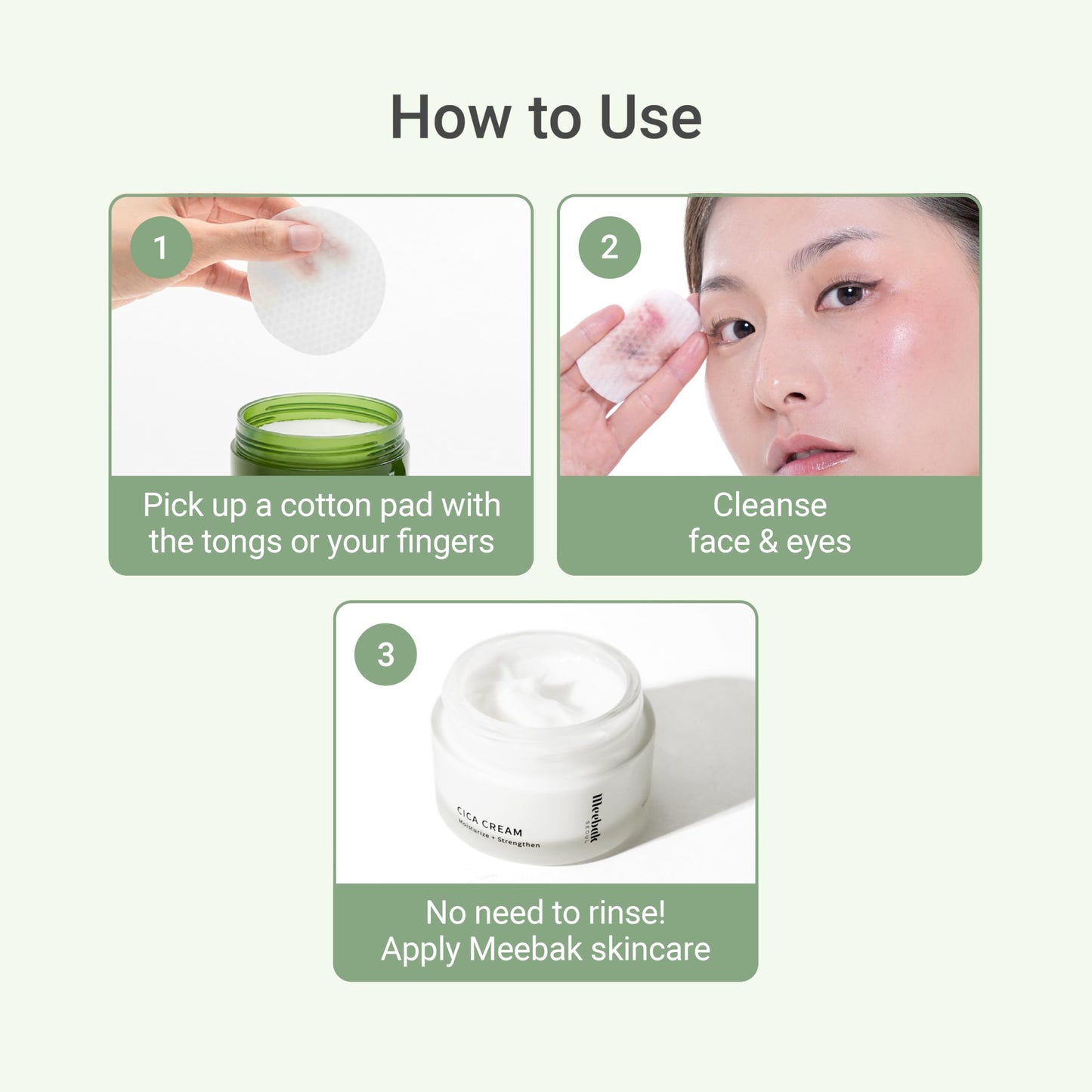 Meebak Cica Cleansing Water Pads | Korean Makeup Remover Wipes | Micellar Water Makeup Remover Wipes | Exfoliating Toner Pads for Glass Skin | Hydrating & Calming for Sensitive Skin - 80ct