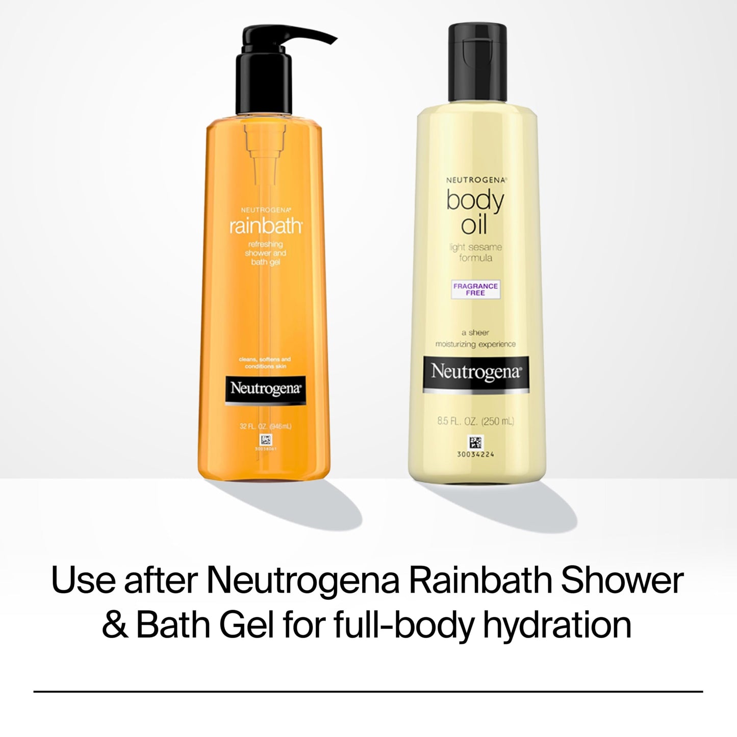 Neutrogena Body Oil Light Sesame Formula, Fragrance-Free, Nourishing Moisturizer, Before and After Shower Application for Smooth, Radiant Looking Skin, Lightweight and Non-Greasy Feel, 8.5 fl oz