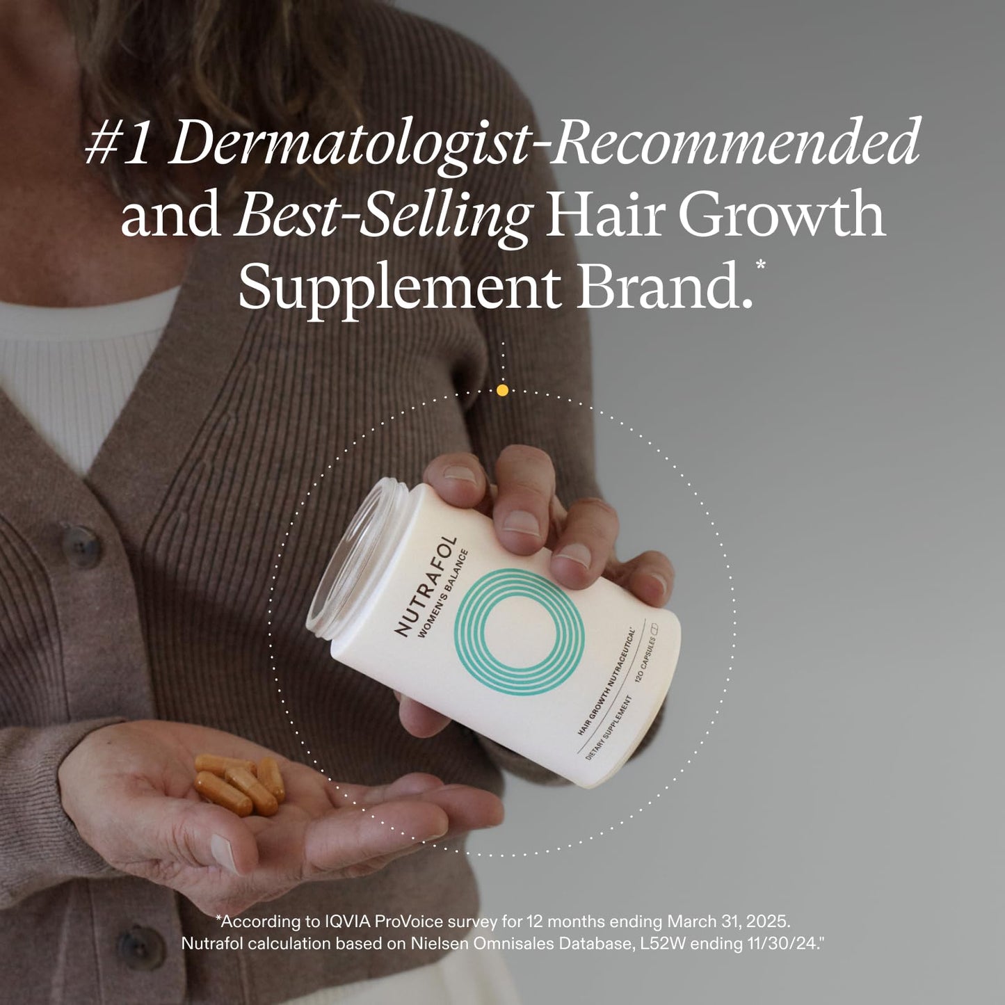 Nutrafol Women's Balance Hair Growth Supplements, Ages 45 and Up, Clinically Proven for Visibly Thicker Hair and Scalp Coverage in 3-6 Months, Dermatologist Recommended - 1 Month Supply Refill Pouch