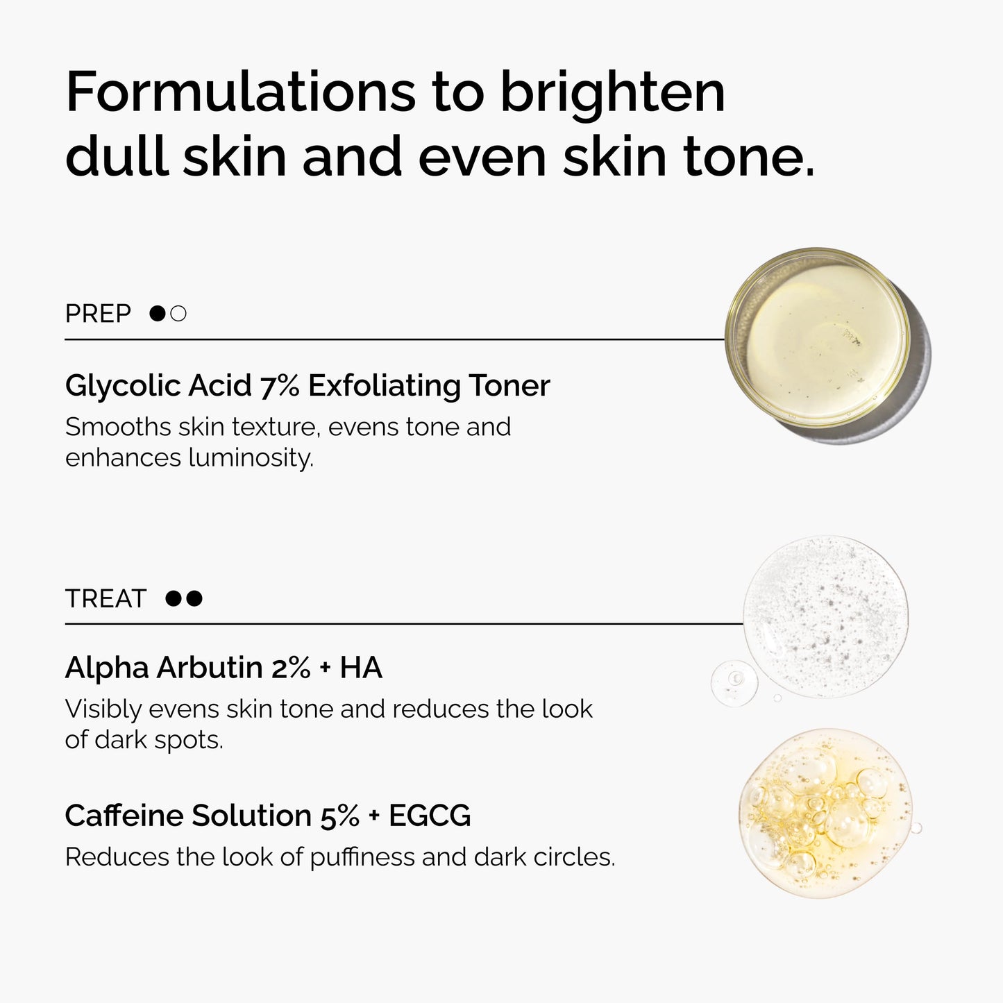 The Ordinary The Bright Set, 3-Step Regimen for Radiant, Even Skin Tone with Glycolic Acid 7% Exfoliating Toner, Alpha Arbutin 2% + HA, and Caffeine Solution 5% + EGCG Eye Serum | Skin Care Set