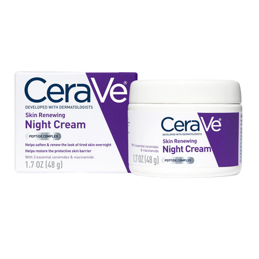 CeraVe Skin Renewing Night Cream, Peptide Complex, Hyaluronic Acid & Ceramide Moisturizer for Face, 1.7 Ounce