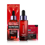 L'Oreal Paris Revitalift Triple Power Face Serum with Tri-Peptides, Hyaluronic Acid and Vitamin C, Anti Aging, Anti Wrinkle Serum to Firm and Brighten, 1 FL oz, + Sample