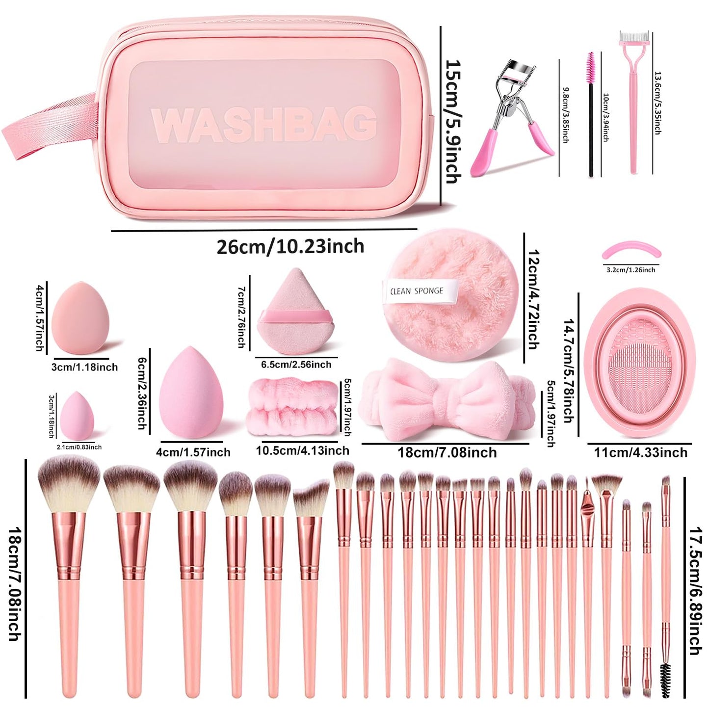 HGHDBT 70Pcs Pink Makeup Brushes Set Professional Makeup Kit Multi-functional Makeup Tool Set with Case Facial Makeup Accessories, Foundation Makeup Brush Kit Eye and Face Make up Brushes & Tools