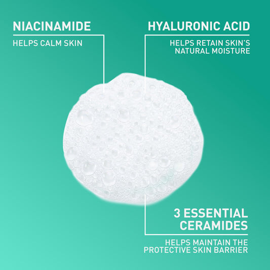 CeraVe Foaming Facial Cleanser, Daily Face Wash for Oily Skin, Hyaluronic Acid + Ceramides + Niacinamide, Fragrance Free, Non-Drying Oil Control Face Wash, 19 Fluid Ounces