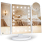 HUONUL Makeup Mirror, Vanity Mirror with Lights, 2X/3X/10X Magnification, Touch Control, Trifold, Dual Power Supply, Birthday Gifts for Women, Wife, Mom, Girls,Dorm Room Essentials