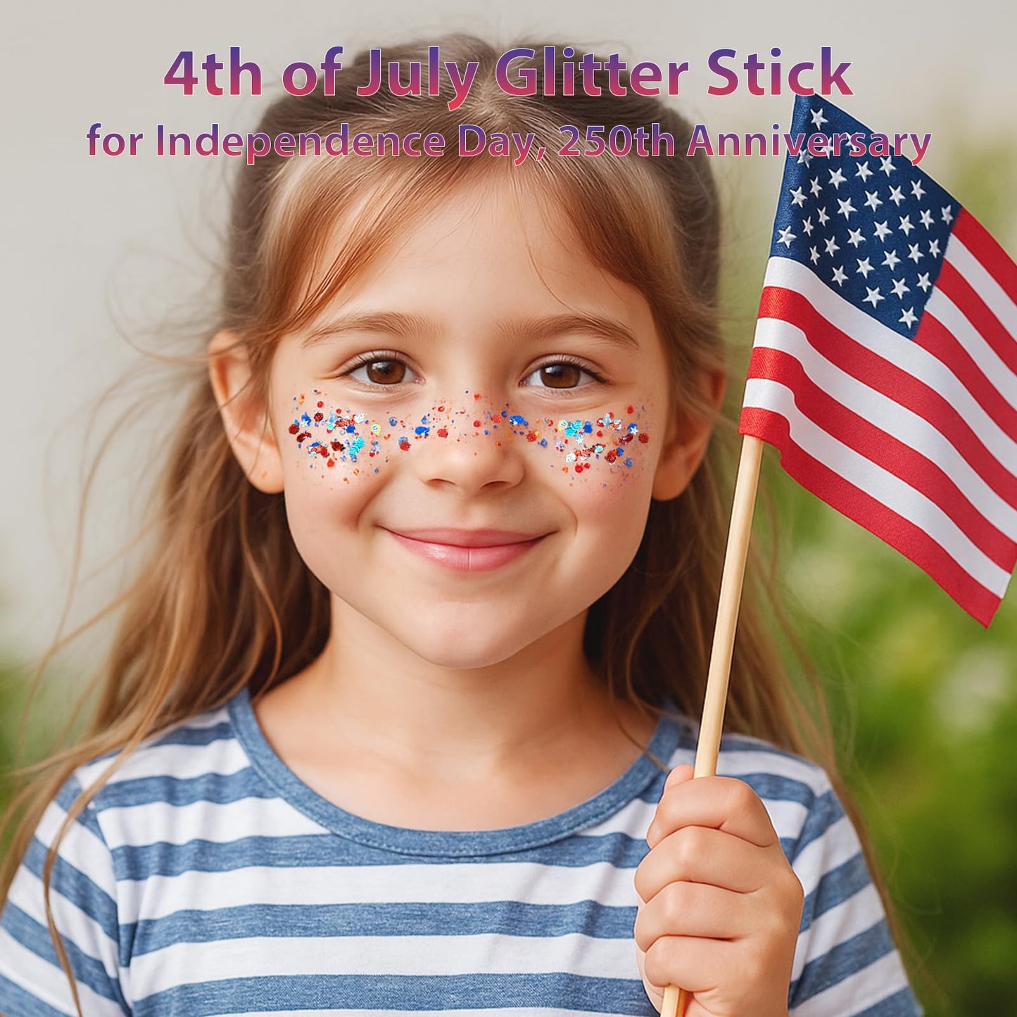 Mysense Patriotic Red White and Blue Body Glitter Stick,4th of July Accessories,Sparkling Face Hair Glitter for 4th of July Outfits Women Kids,American Flag Makeup for Independence Day 250 Anniversary