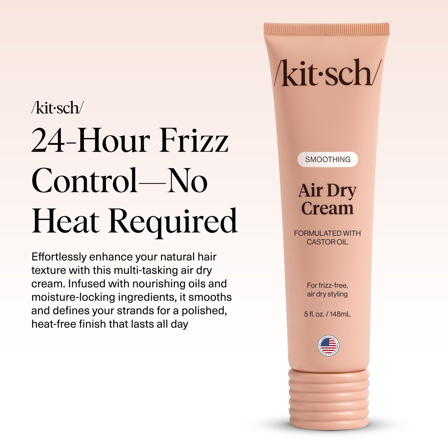 Kitsch Smoothing Air Dry Cream for Hair – Frizz Control Hair Care Product with Castor Oil & Coconut Oil – Weightless Styling Cream - Enhances Natural Texture Appearance | Ideal Gifts for Women – 5 oz