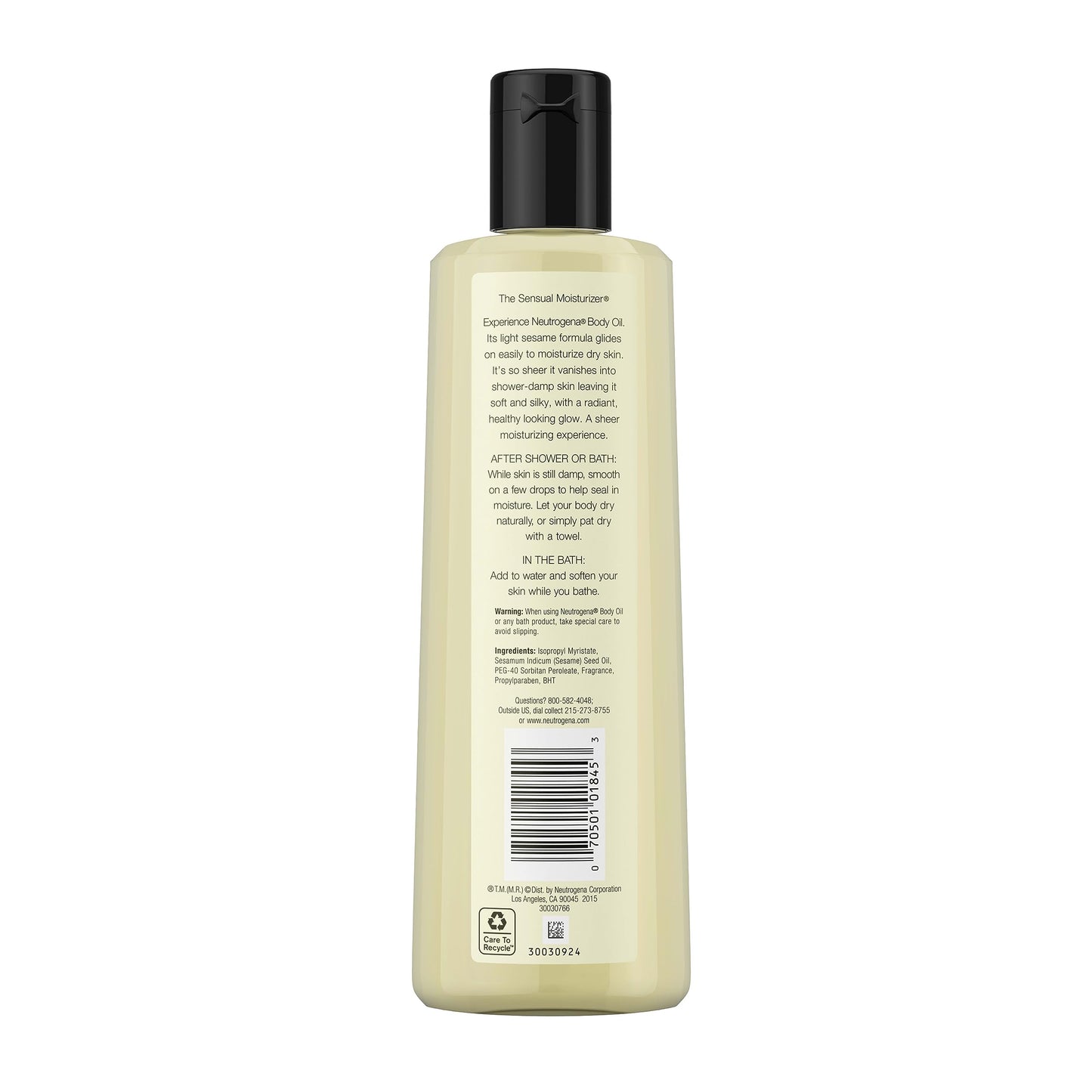 Neutrogena Body Oil Light Sesame Formula, Twin Pack of 16 fl oz, Radiant Glow Moisturizer for Dry Skin, Bath & Shower Oil For Smooth and Hydrated Skin