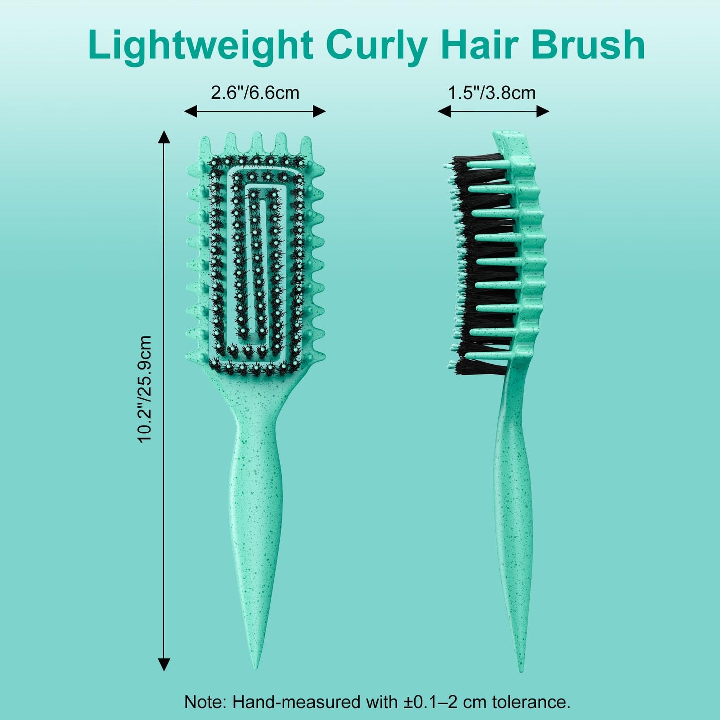 Curly Hair Brush, Curl Defining Brush with Soft Boar Bristles Detangling Tangled Glides, Wide-Teeth Design Effortlessly Shaping & Defining Curls, Curling Definer for Wet & Dry Hair (Green)