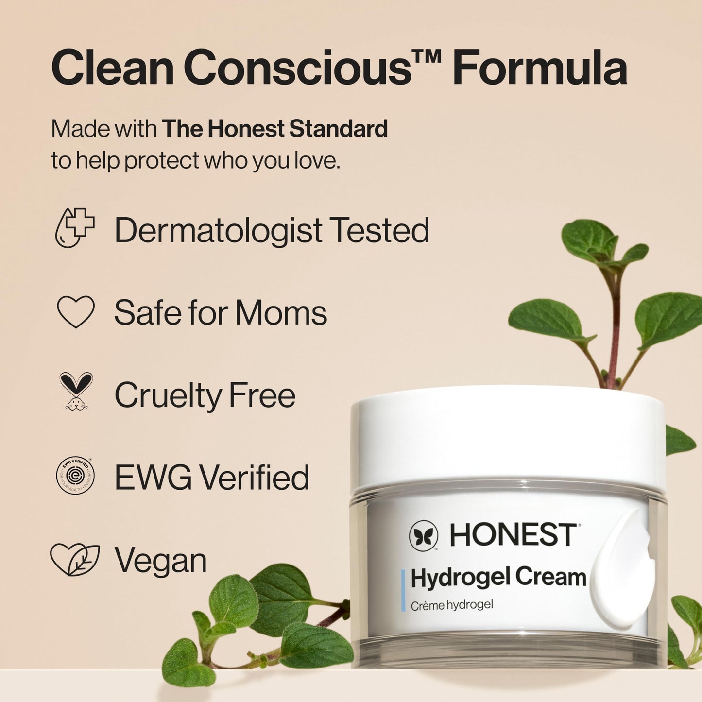 Honest Beauty Hydrogel Cream with Hyaluronic Acid, Lightweight Moisturizing Water, Gentle for Sensitive Skin, Fragrance-Free, Vegan 1.7, fl oz