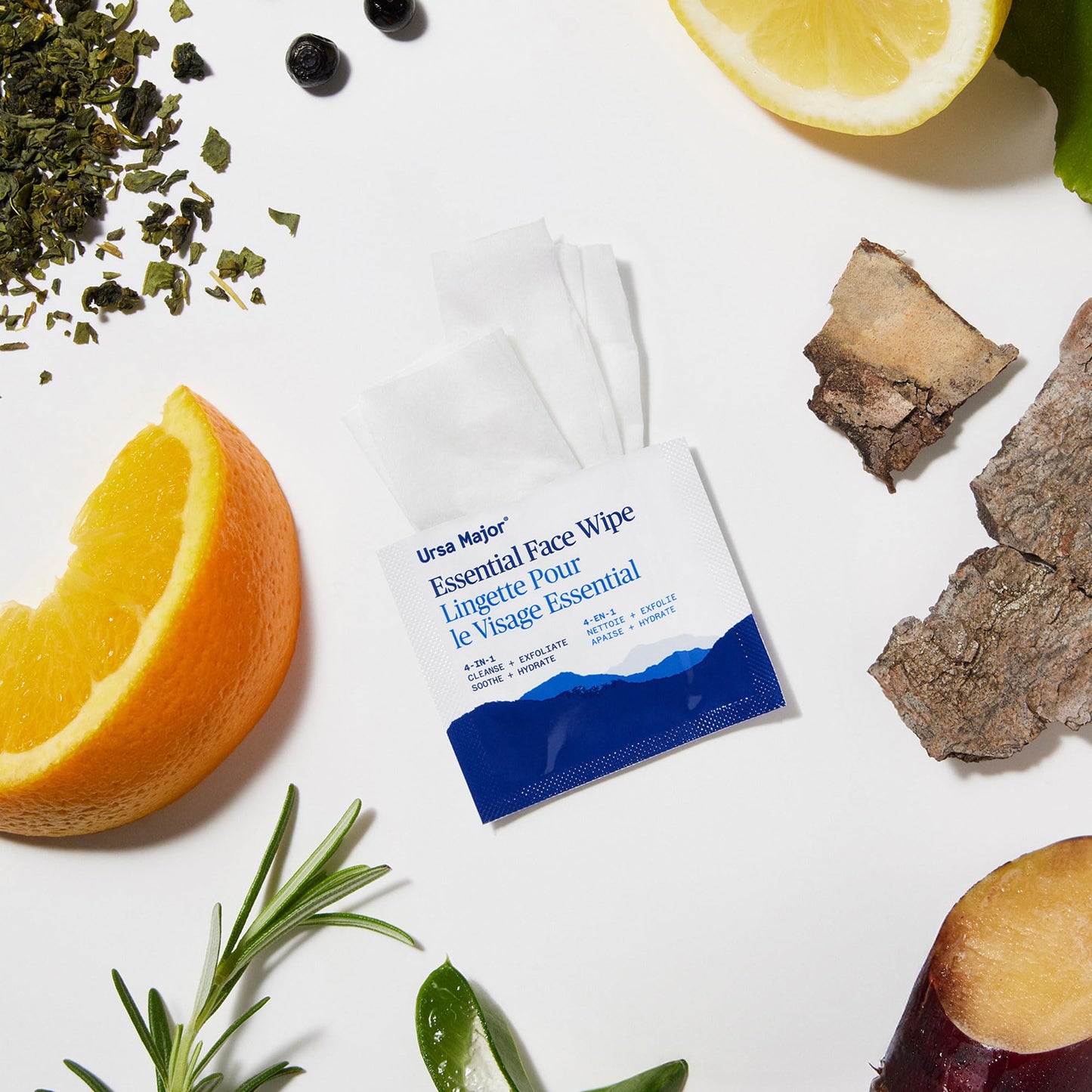 Ursa Major Essential Face Wipes | Natural, Biodegradable, Cruelty-Free | Cleanse, Exfoliate, Soothe and Hydrate | Individually Wrapped | 40 count