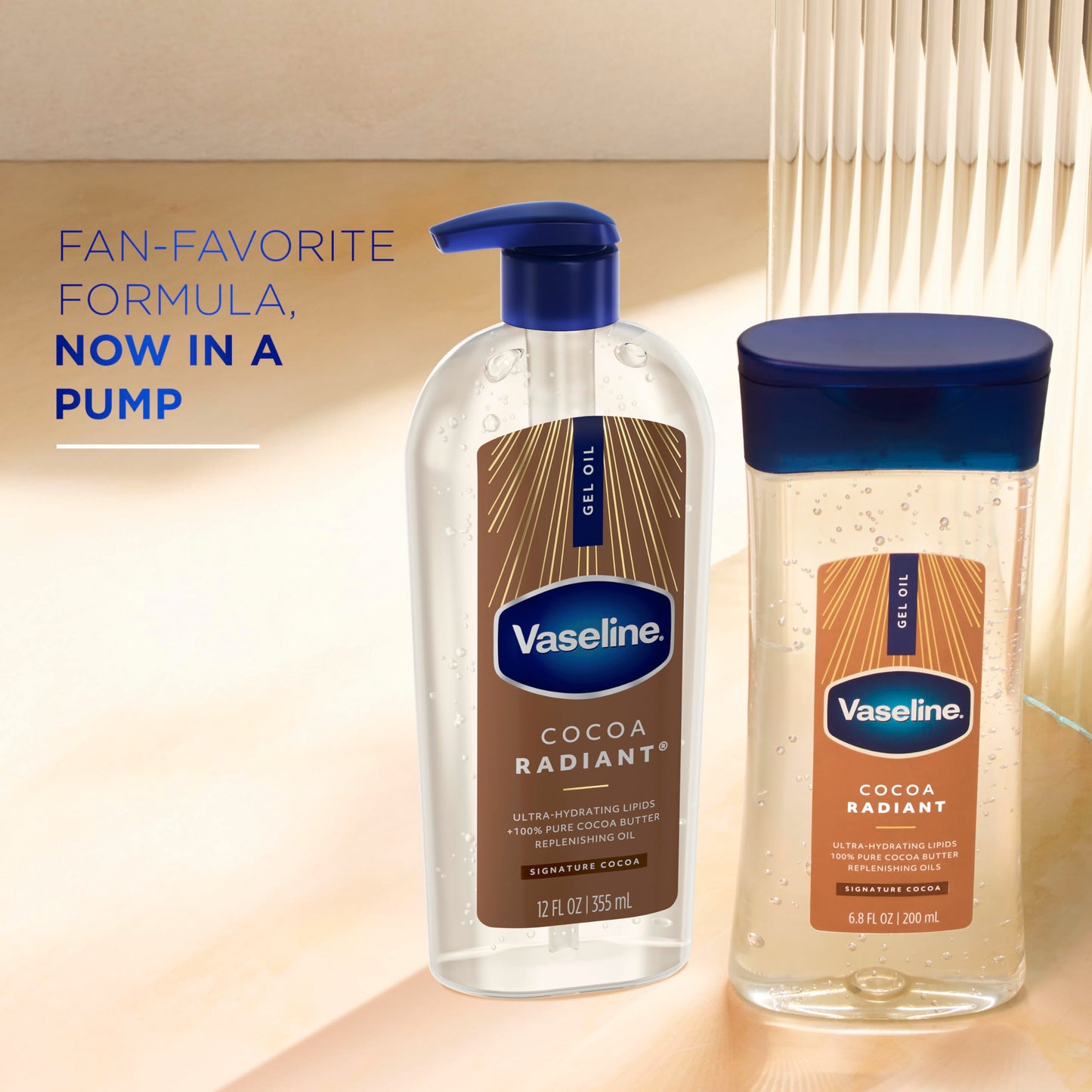 Vaseline Intensive Care Cocoa Radiant Body Gel Oil with 100% Pure Cocoa Butter, 12 oz