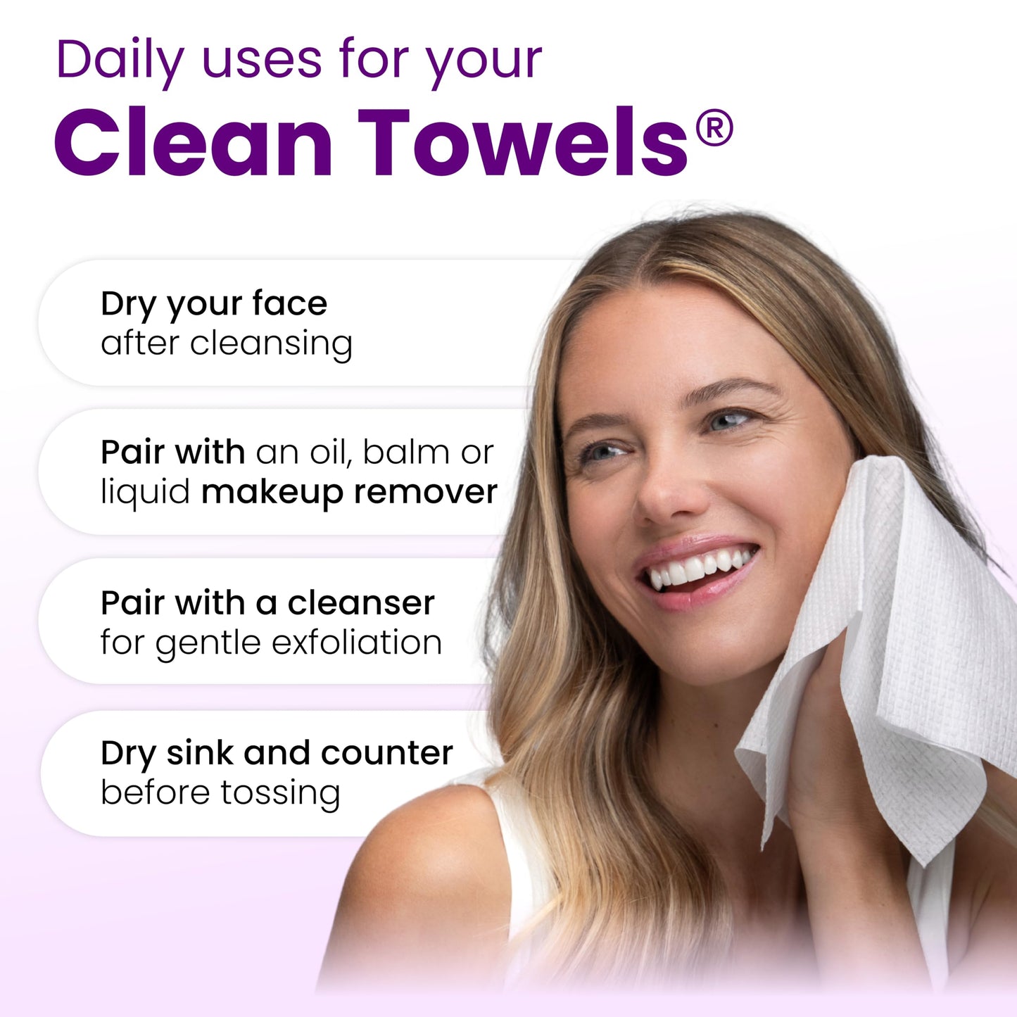 Reduces Fine Lines and Wrinkles in 6 weeks or Less, CLEAN SKIN CLUB Healthy Aging Clean Towels® XL, Disposable Face Towels, XL - 1 Pack (50 count)