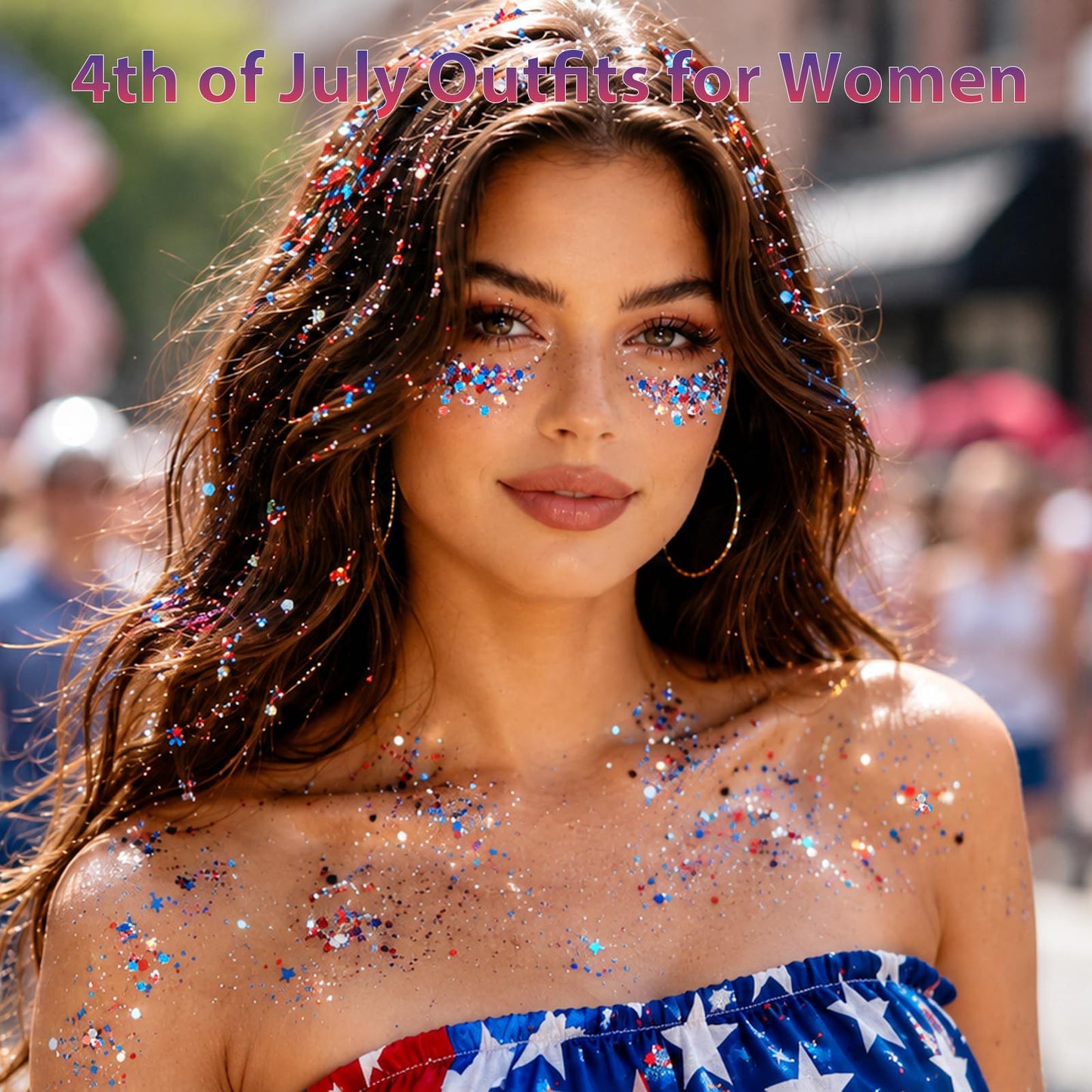 Mysense Patriotic Red White and Blue Body Glitter Stick,4th of July Accessories,Sparkling Face Hair Glitter for 4th of July Outfits Women Kids,American Flag Makeup for Independence Day 250 Anniversary