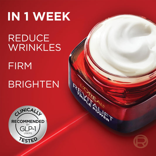 L'Oreal Paris Revitalift Triple Power Anti-Aging Face Moisturizer, Pro Retinol, Hyaluronic Acid & Vitamin C to Reduce Wrinkles, Firm & Brighten Skin, 2.55 Oz