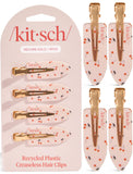 Kitsch Creaseless Hair Clips for Women - No Crease, No Bend Hair Clips for Styling, Bangs, Makeup Application, Face Wash - Recycled Acrylic - Cherry Print | Ideal Gifts for Women, 4pcs