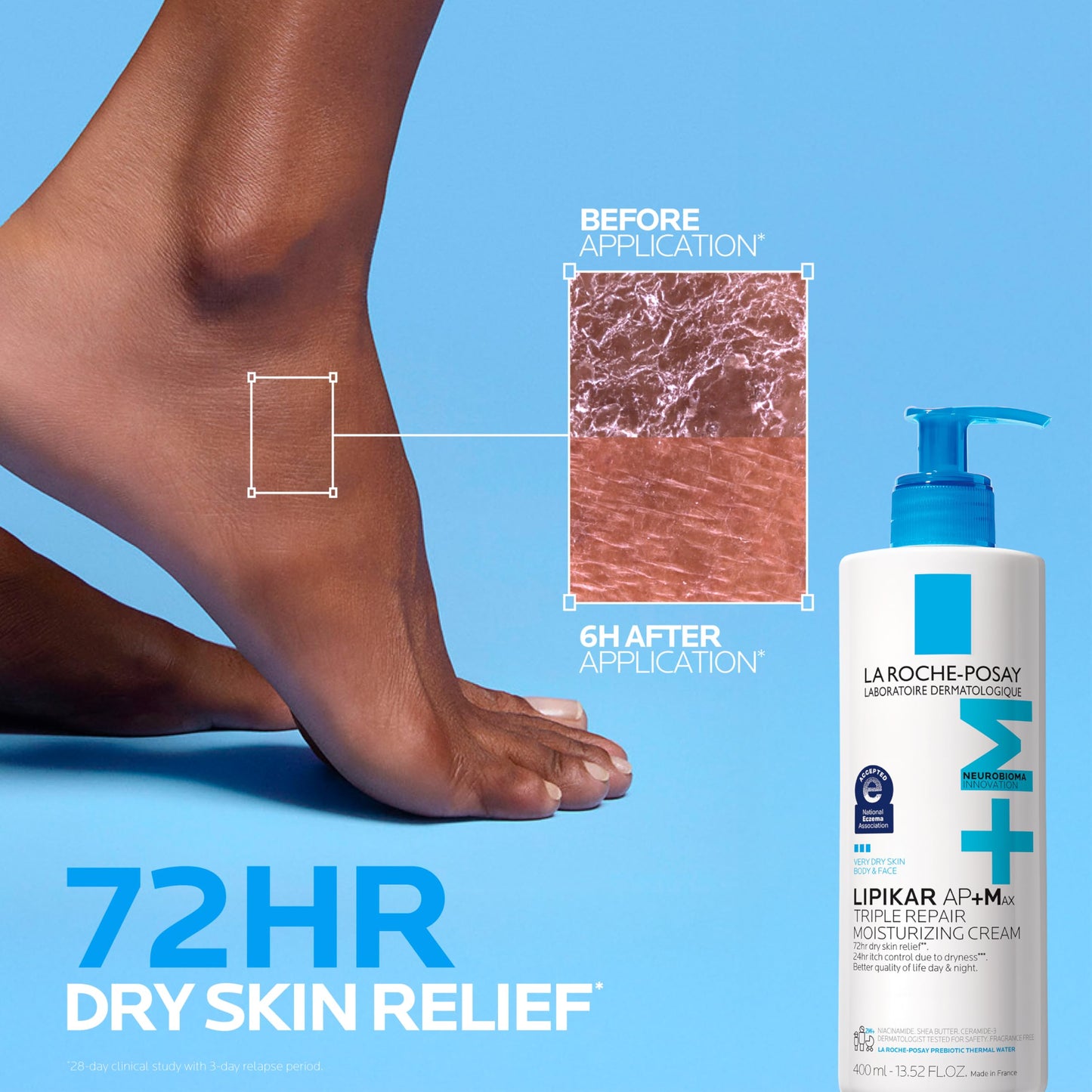 La Roche-Posay, Lipikar AP+Max Triple Repair Moisturizing Body Cream, Face and Body Lotion for Dry Skin with Shea Butter and Niacinamide, 400 mL
