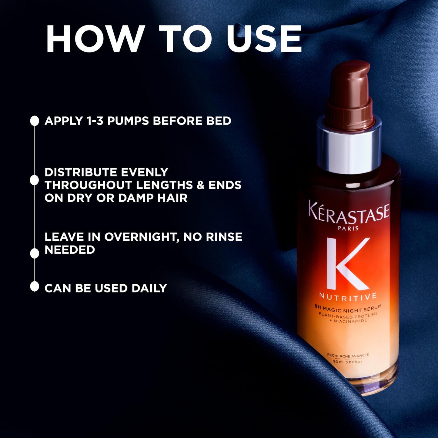 Kerastase Nutritive 8H Magic Night Serum - Overnight Treatment for Dry Hair, Enhances Shine, With Plant-Based Proteins, 1.01 Fl Oz, Travel Size