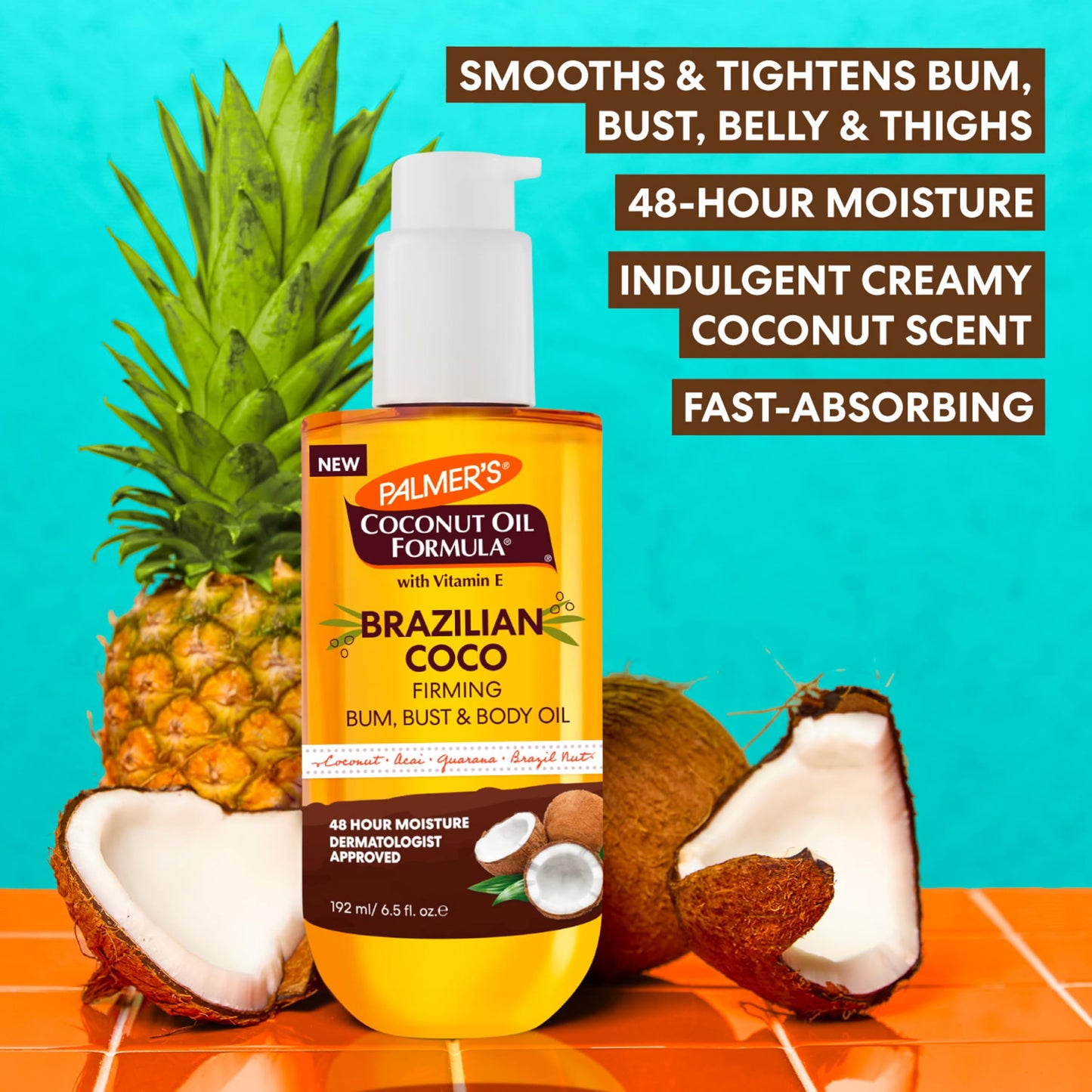 Palmer's Brazilian Coco Firming Body Oil with Vitamin E, 6.5 Fl Oz