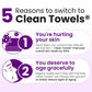 Reduces Fine Lines and Wrinkles in 6 weeks or Less, CLEAN SKIN CLUB Healthy Aging Clean Towels® XL, Disposable Face Towels, XL - 1 Pack (50 count)