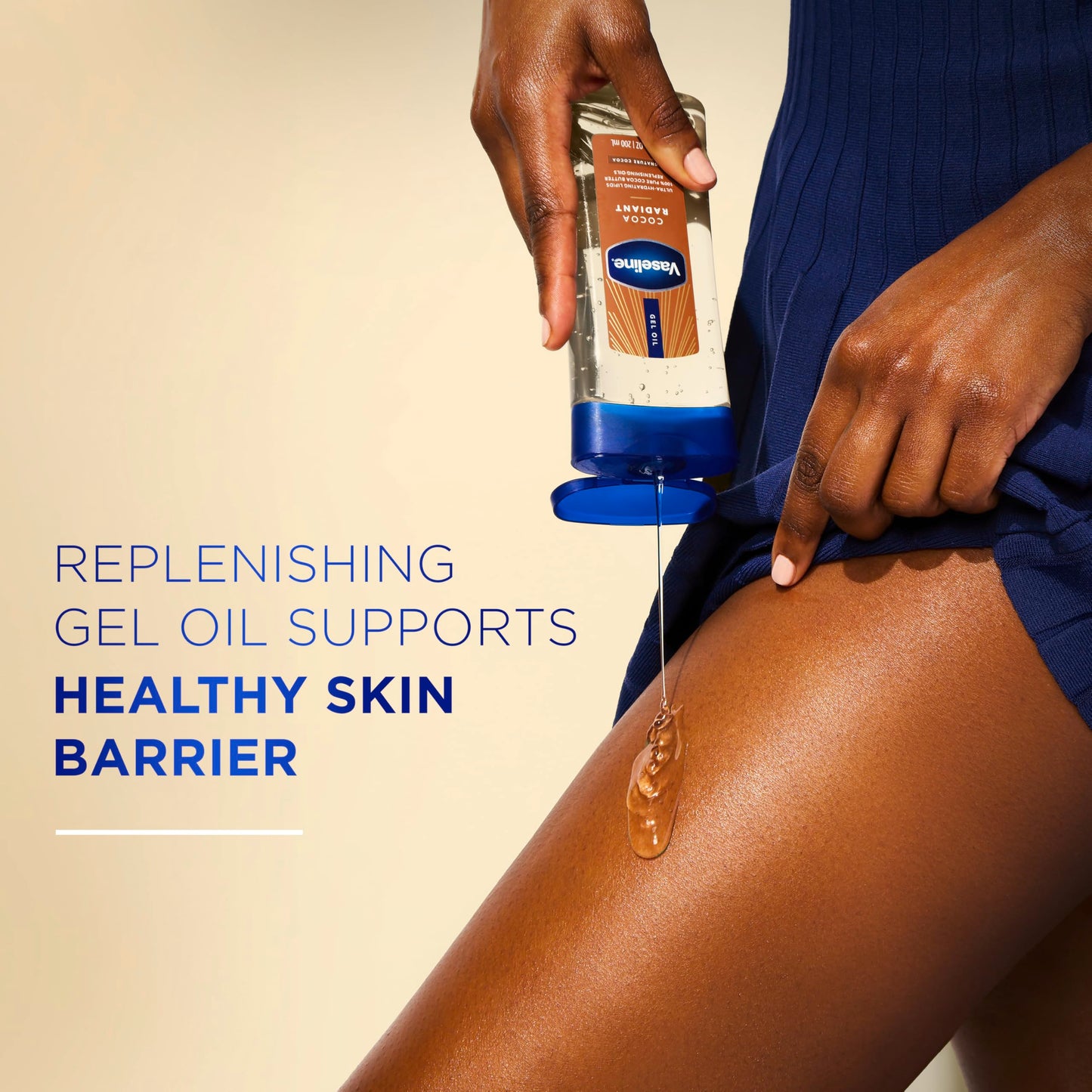 Vaseline Intensive Care Cocoa Radiant for Glowing Skin Body Gel Oil Made with Pure Cocoa Butter + Replenishing Oils 6.8 fl oz
