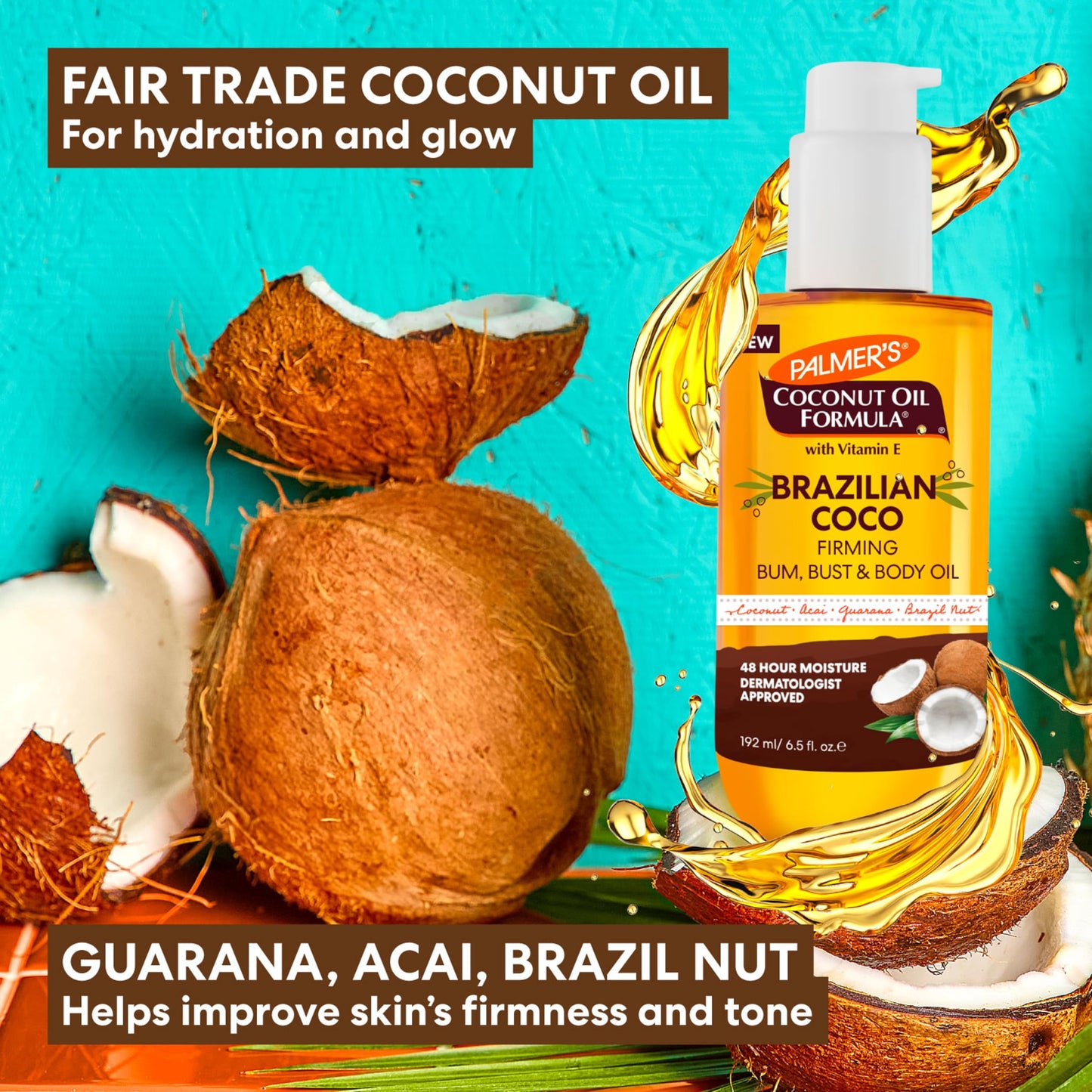 Palmer's Brazilian Coco Firming Body Oil with Vitamin E, 6.5 Fl Oz